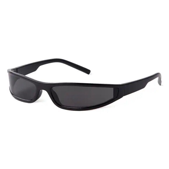 Fashion Black Sport Sunglasses Women Men Y2K Rectangle Narrow Shade Eyewear - Picture 1 of 9